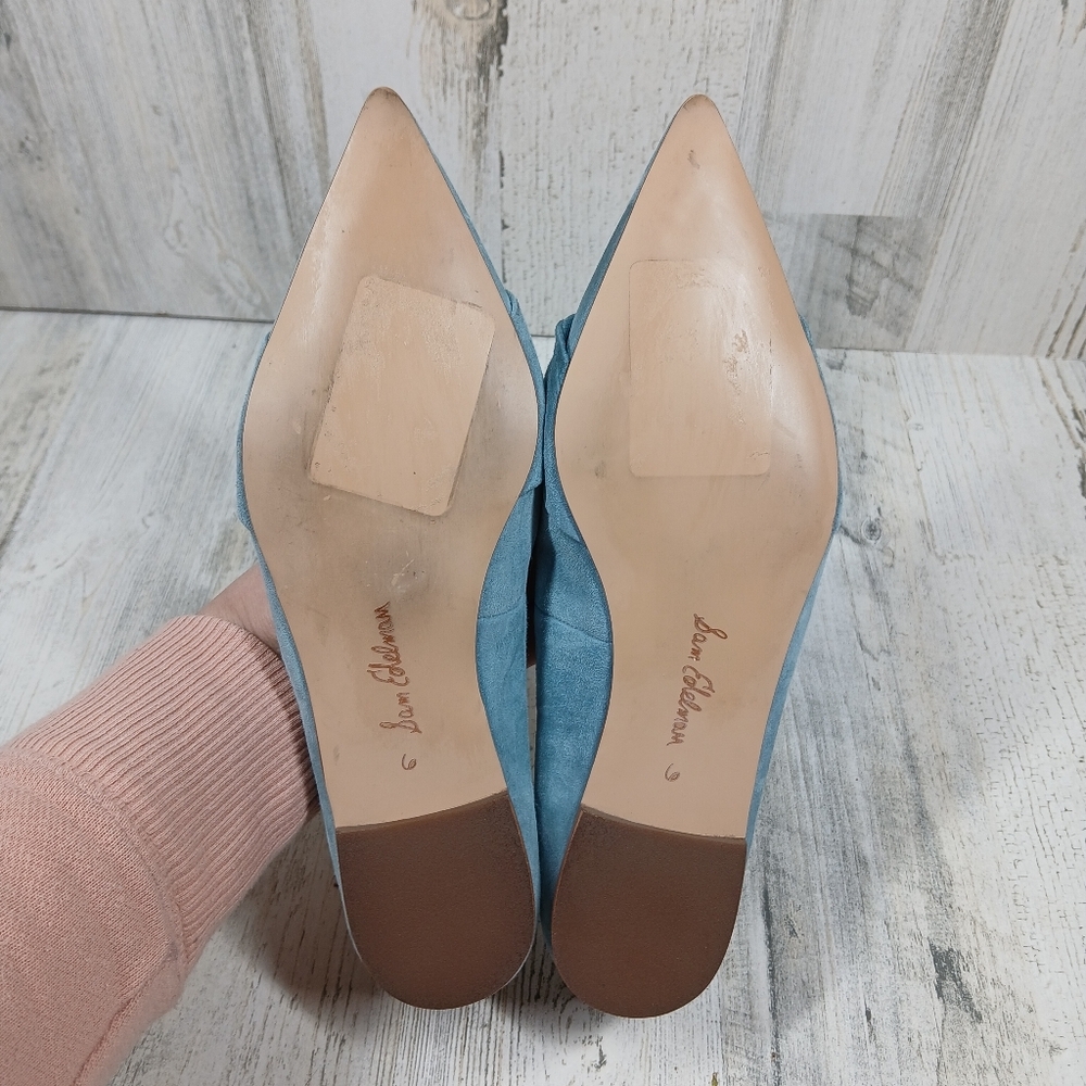 Sam Edelman Wheaton Pointed Toe Suede Bow Flats Pointed Toe Aspen Sky - Picture 6 of 8